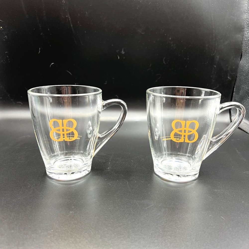 Baileys Original Irish Cream Embossed Glass Whiskey Coffee Mugs 4.5” Tall